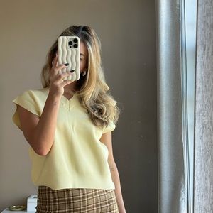 Zara pale yellow sweater vest brand new!
